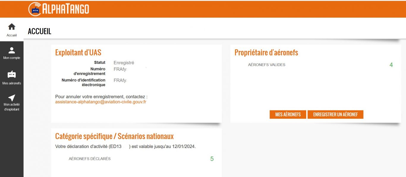 Enregistrement de l'exploitant d'UAS à la DSAC